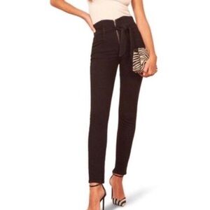 Reformation black jeans with waist belt